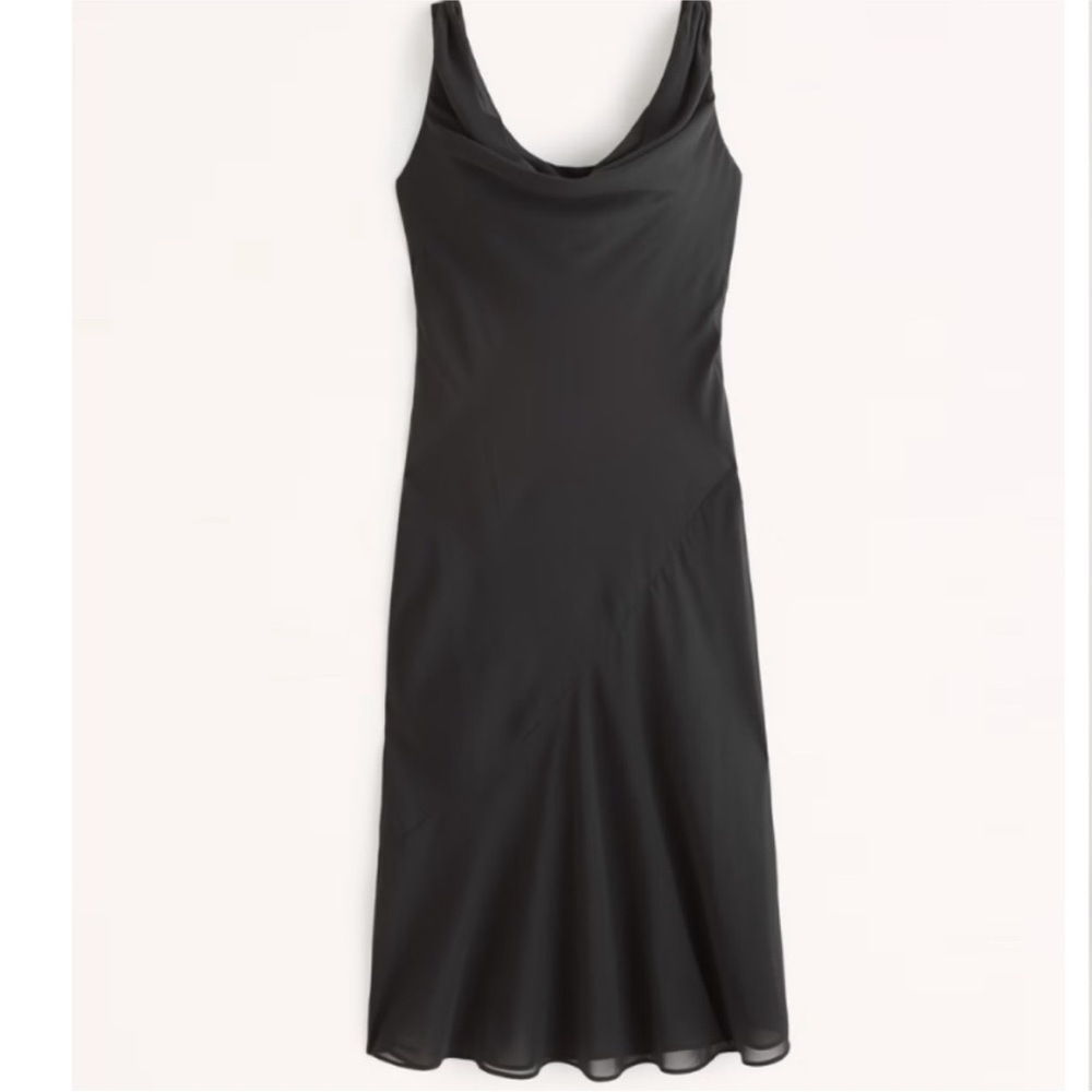 Abercrombie & Fitch Cowl Neck Black Midi Dress NWT Sz Medium Tall